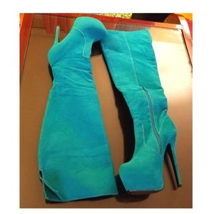 Womens, Knee High Heel Suede Boots